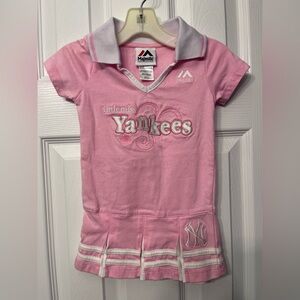 Majestic Little Miss Yankees Pink Polo-Style Girls Dress
